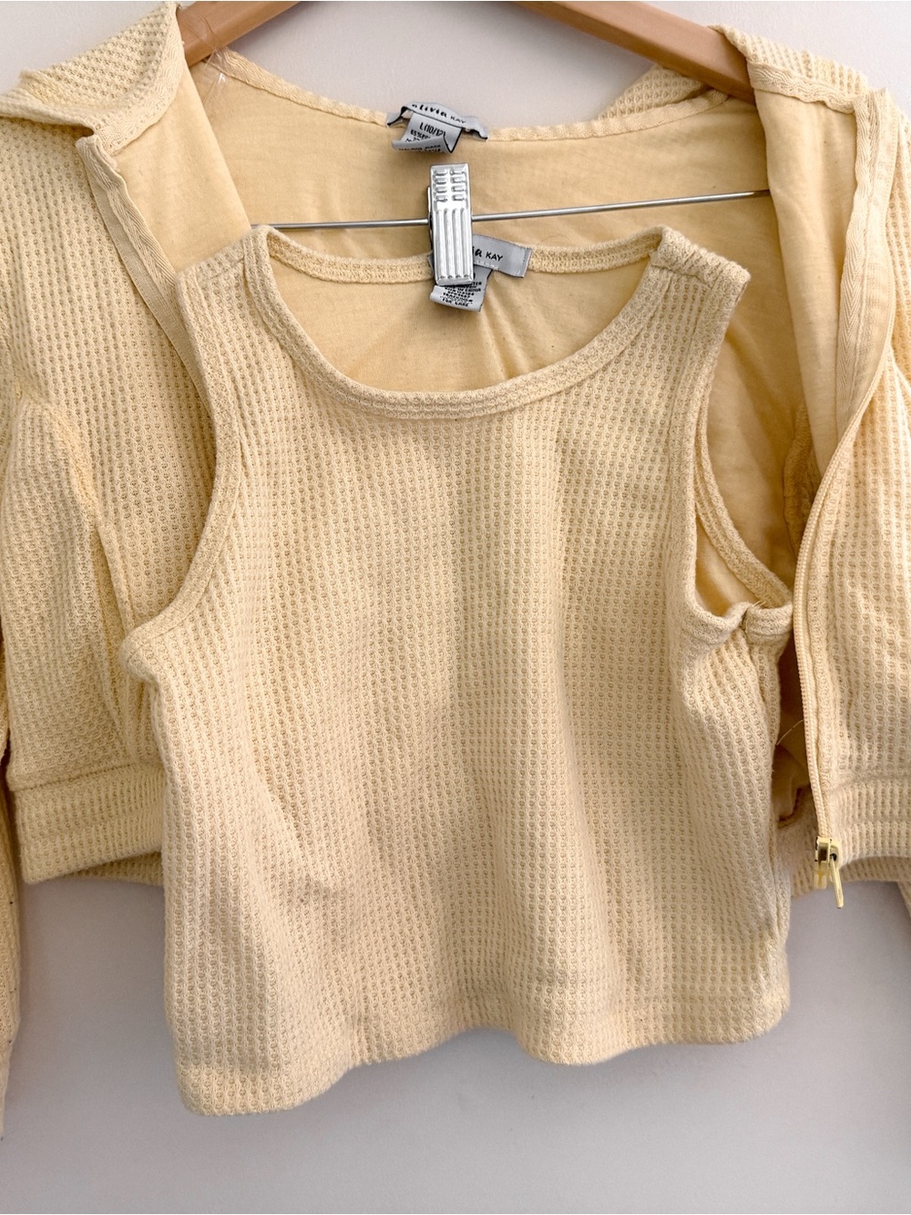 Girl’s Yellow Waffle Knit Tank Top & hoodie set